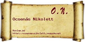Ocsenás Nikolett névjegykártya